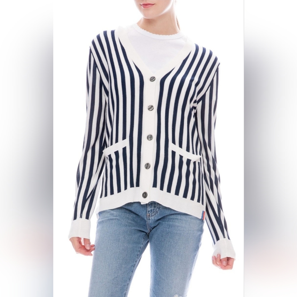 KULE The Jax Stripe Cardigan Navy/Cream Size Small